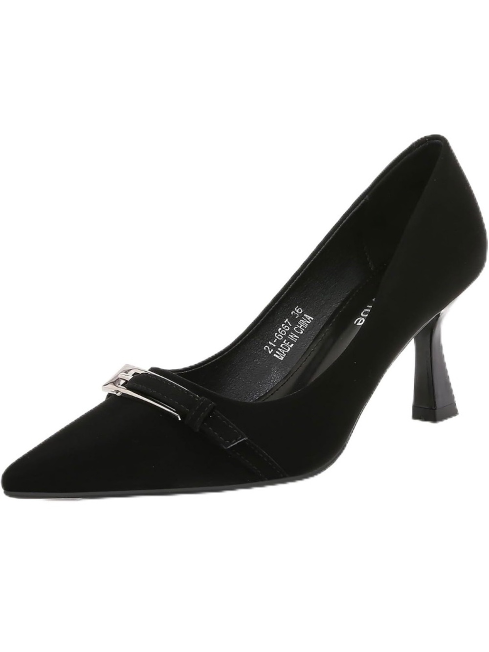NWT Women's Elegant Pointed Toe Mid Heel, All Day Pump w/ Metal Buckle 6.5